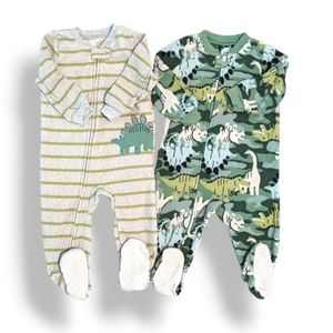 12M Carter's Dinosaur Zip-up Longsleeve Footed Onesies